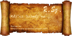 Rácz Szimóna névjegykártya